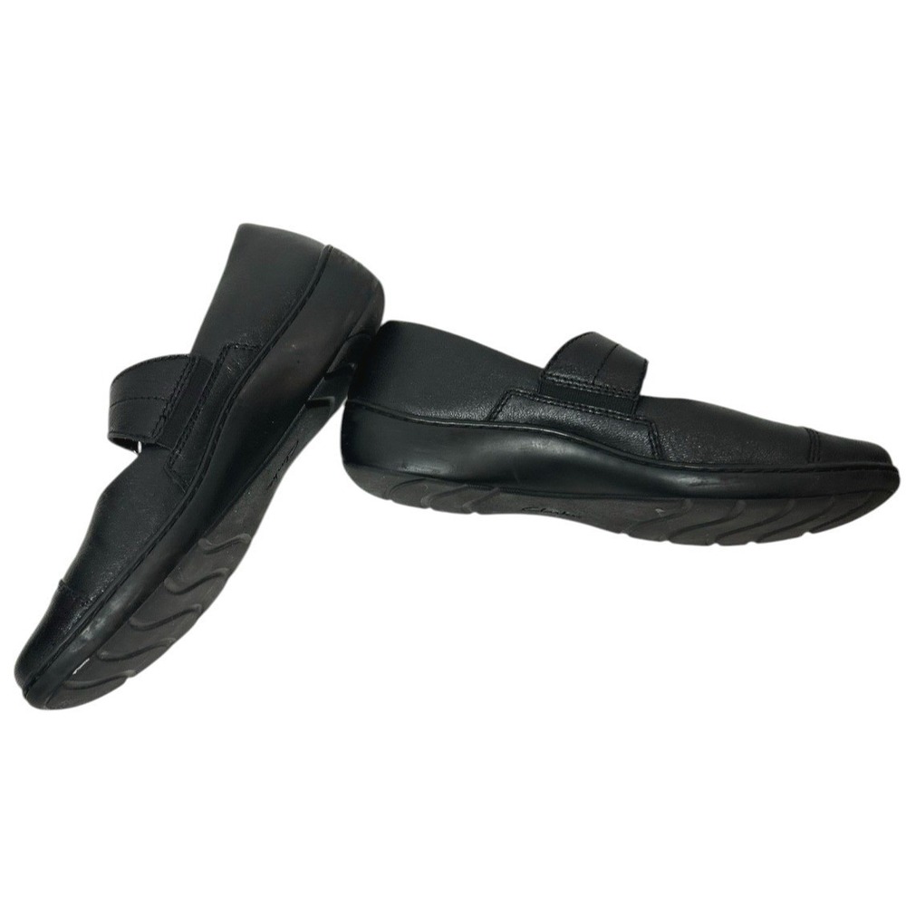 Clarks Cora Gema Mary Jane Black Leather Flats Size 11 Dark Academia Comfort - Picture 8 of 12